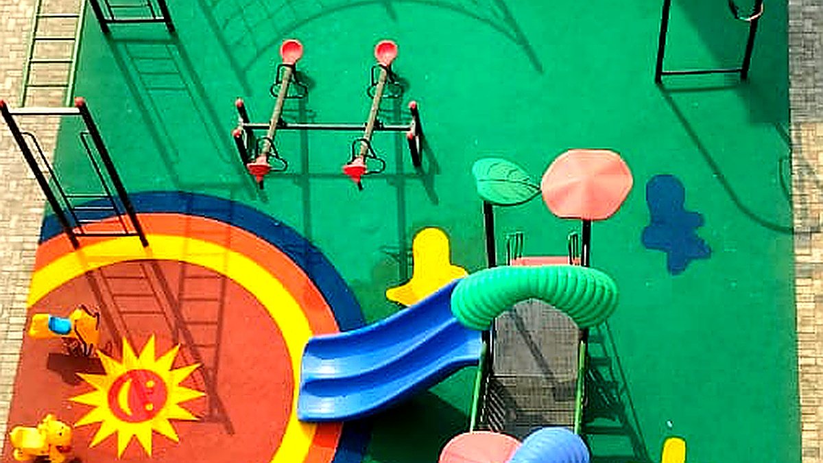 Vibrant EPDM Colour Play Zone Aerial View